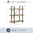 thumbnail image 6 of BELLEZE 3 Tier Modern Rustic Industrial Bookshelf - Hazel (Rustic Oak), 6 of 7