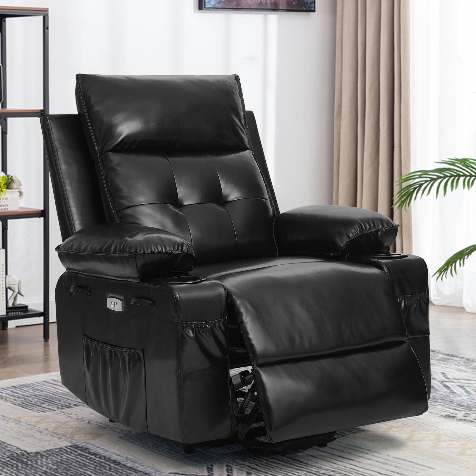 Betisef Power Lift Recliner Chair for Elderly, Adjustable Recline Chair W/Massage & Heat Functions Black