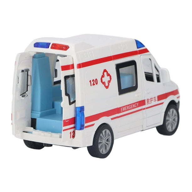 Coche De Tracción Hacia Atrás, Juego De Vehículos De Emergencia De aleación Con Luz LED Y Efectos De Sonido, Puertas Abatibles De Coche De Juguete De Metal,