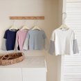 thumbnail image 6 of UAYOTSE Kids Girls Fake Two Piece Long Sleeve T Shirt Striped Splice Crew Neck Casual Daily Top, 6 of 9