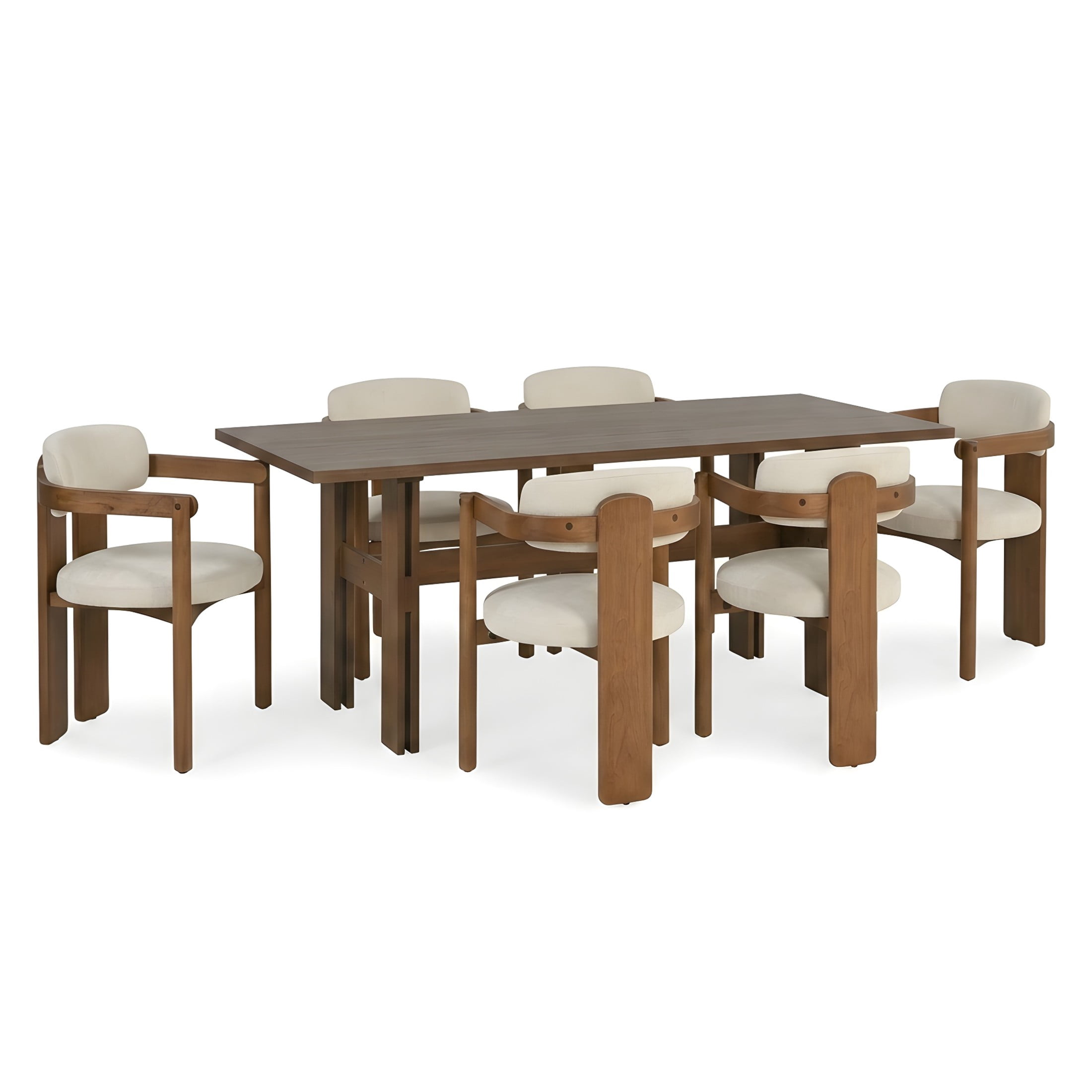 Christopher Knight Home 7-Piece Rectangle Dining Set, 71" Wood Table with Upholstered Chairs, Dark Brown+Beige