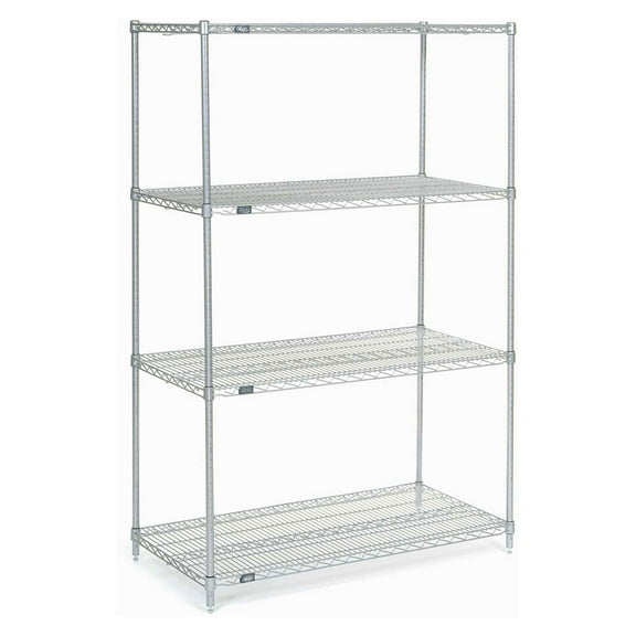 Nexel Stainless Steel Wire Shelving, 48"W x 24"D x 74"H