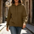 thumbnail image 2 of Cmfcve Fall Pullover Hoodies for Women Side Slit Casual Drawstring Hooded Sweatshirts Long Sleeve Tunic Shirts, 2 of 9