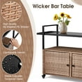 thumbnail image 4 of Ktaxon Outdoor Patio Wicker Bar Counter Table w/4 Wheel and Tempered Glass Top, Weather-proof Rattan Bar Table with Handrail , Storage Cabinet- Brown, 4 of 12