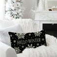 thumbnail image 5 of Christmas Hello Winter Snowflake Throw Pillow Cover 12x20 Inch Navy Blue Outdoor Christmas Decorations Xmas Holiday Lumbar Decorative Pillow Case for Couch Home Room Décor, 5 of 6