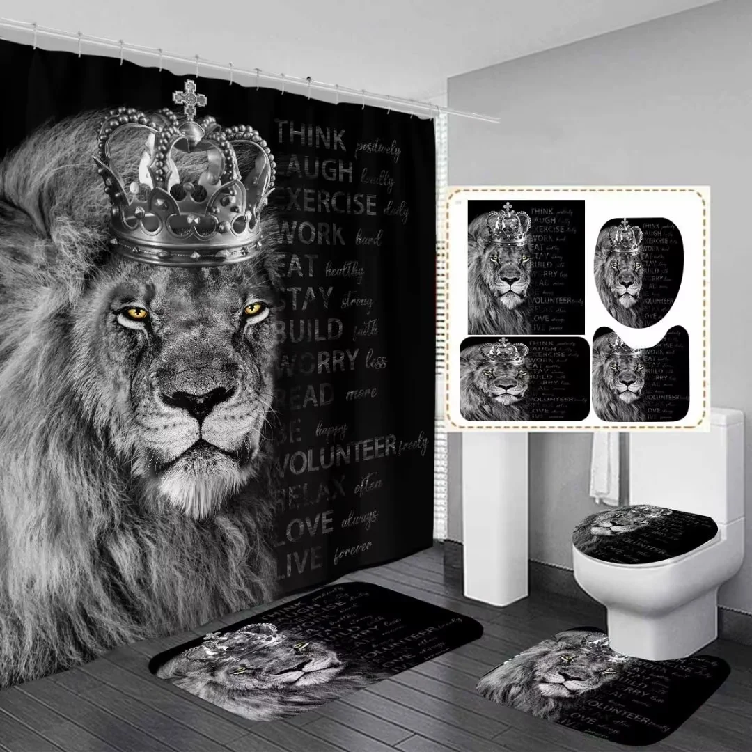 Bathroom set. Custom printed 3D Shower Curtains 4 Pieces Bath set