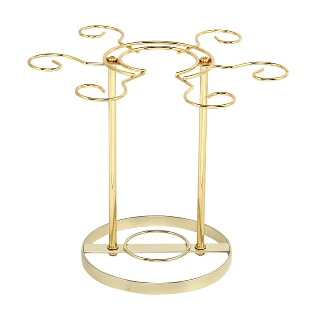 Soporte para copas de vino/Organizador para colgar en la encimera con 6 ganchos/Creativo/Soporte de secado al aire/Estante de vino Estante de Dorado