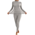 thumbnail image 2 of Ndbuld Women Mock Neck Seamless Thermal Underwear Set, 2‑Piece Stretchy Insulated Base Layer for Daily & Outdoor Winter Layering, 2 of 9