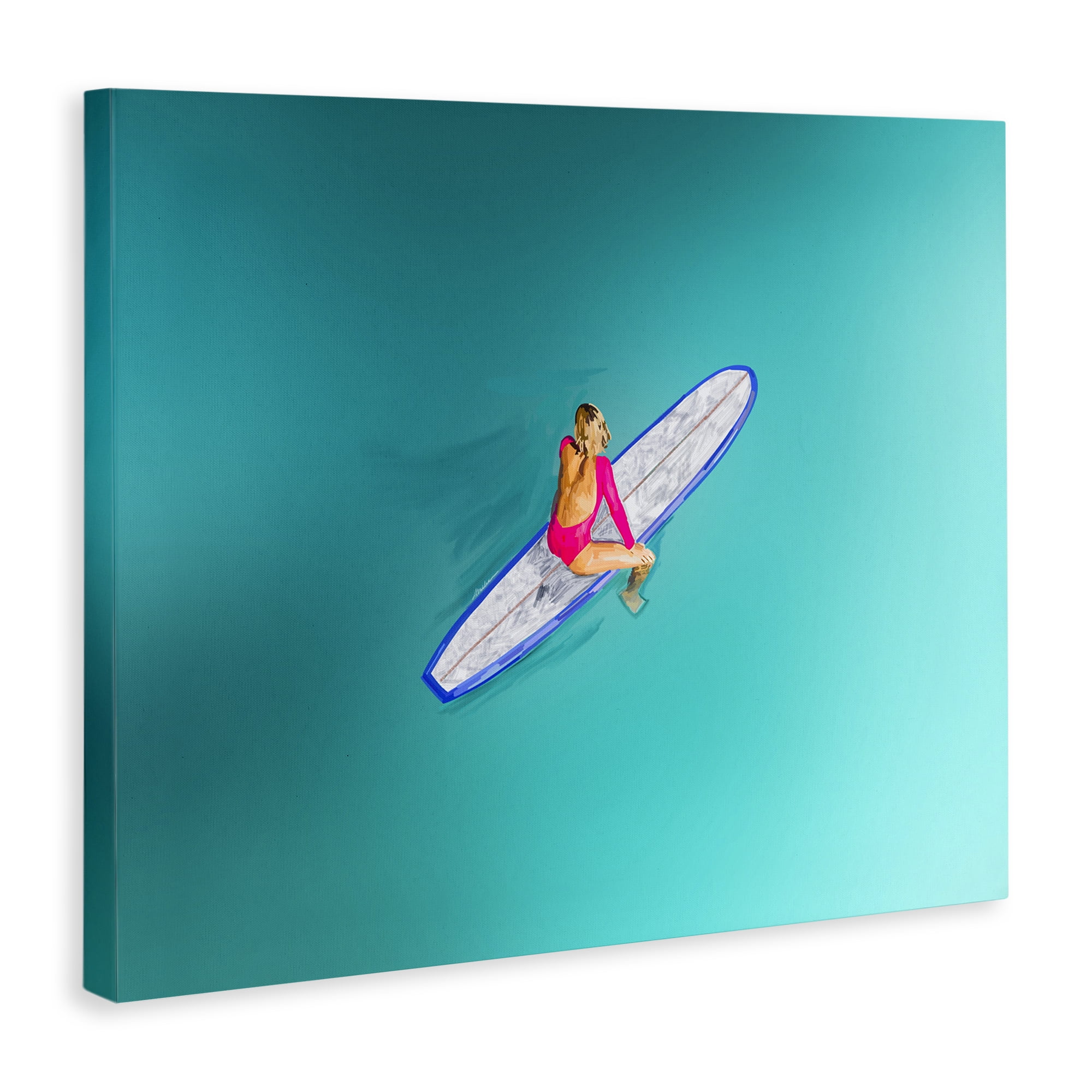 Stupell Industries Sitting on Peaceful Surfboard Nautical & Beach Painting Wrapped Canvas Art Print Wall Art, 20 x 16