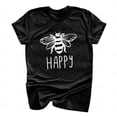 thumbnail image 1 of Bee Print Casual Ladies manga corta T Tops Spot Irfora Negro S, 1 of 4
