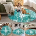 thumbnail image 5 of Summer Coastal Round Area Rug 6Ft Washable Circle Rugs for Bathroom Office, Ocean Compass Starfish Shell Conch Blue Green Non-Slip Carpet Floor Mats Indoor Outdoor Carpet Runner Aesthetic Home Decor, 5 of 8