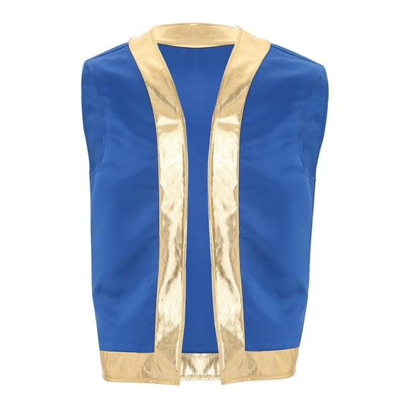 vastwit Mens Halloween Toad Vest Costumes Open Front Shiny Trim Waistcoat Cartoon Captain Cosplay Outfits Royal Blue S
