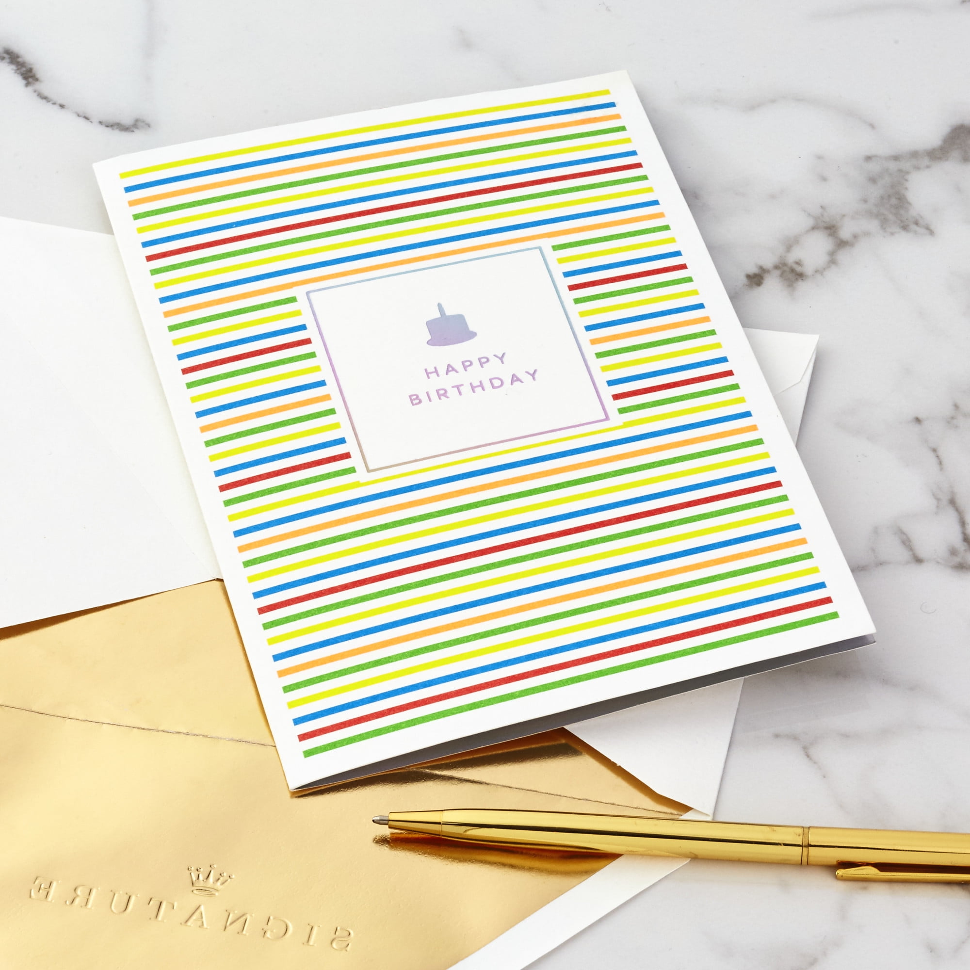 Hallmark Signature Paper Wonder 3D Pop-Up Birthday Card (Rainbow Stripes and Stars)