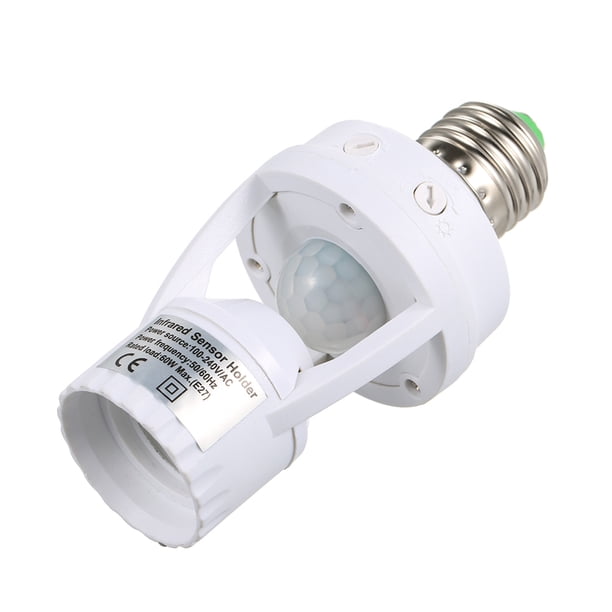 Soporte de bombilla Irfora Sensible PIR Sensor de movimiento E27 LED Base de la bombilla Socket Infrafed Luz automática Soporte de la lámpara Interruptor para vestidor Lavandería Garaje Irfora Soporte de bombilla