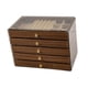 thumbnail image 2 of Joyero de madera con forro suave, apilable, de escritorio, multicapa, multiusos, transparente 5 capas, 2 of 9