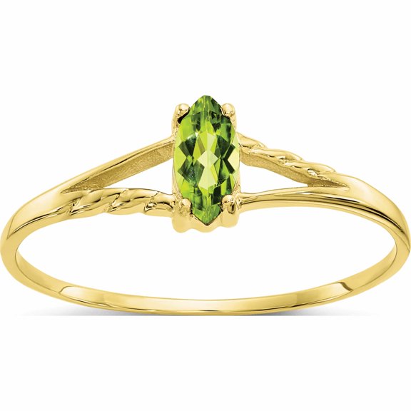 10K Yellow Gold Polished Geniune Peridot Birthstone Ring (Size 7) Made In India 10xbr185