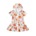 thumbnail image 5 of Douhoow Toddler Girl Swim Cover Up 18M 24M 3Y 4Y 5Y Kids Floral Hooded Beach Robe Short Sleeve Zip Up Swim Dress, 5 of 8