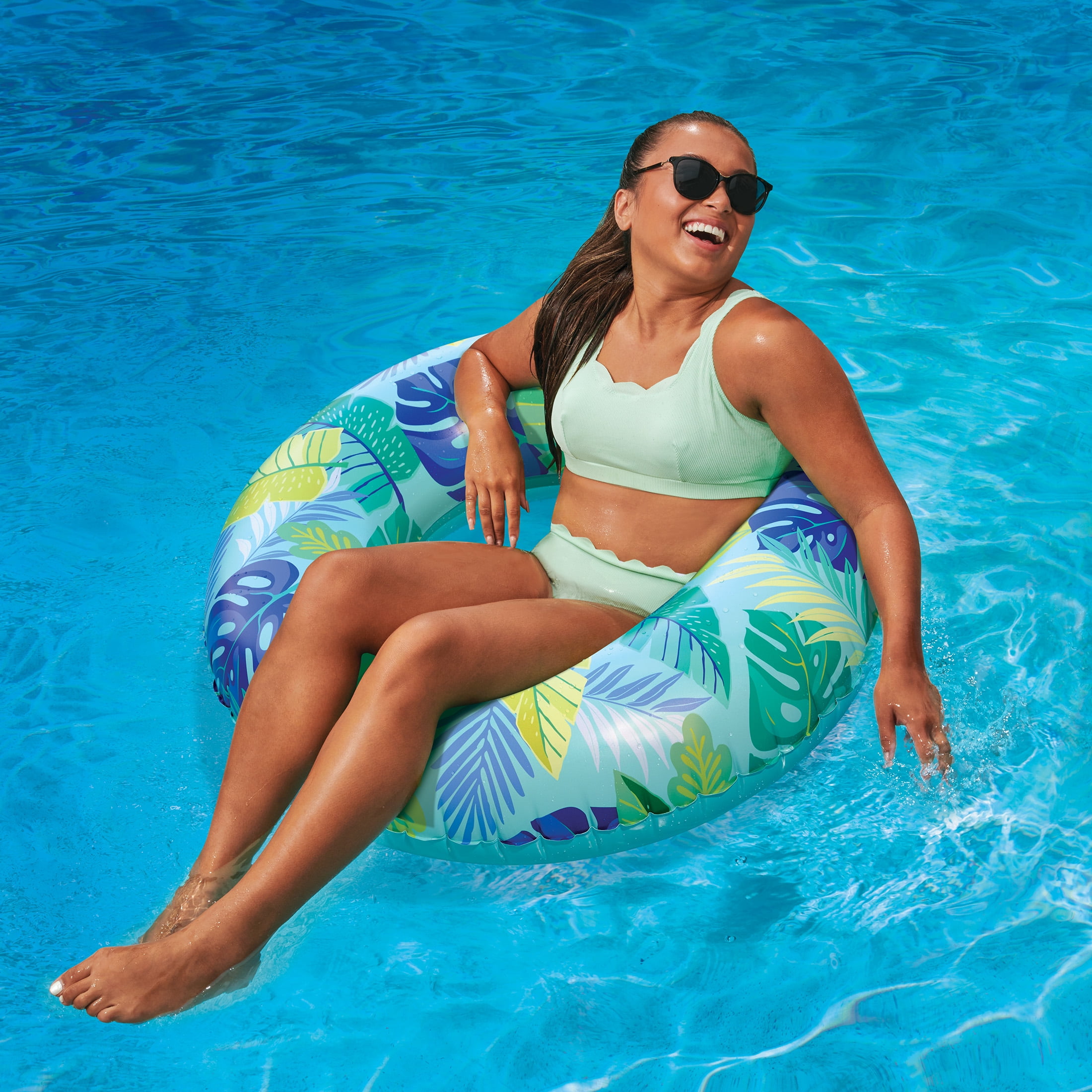 Bluescape Blue Tropical Inflatable Swim Tube Pool Float, for Kids & Adults, Age 9 & up, Unisex