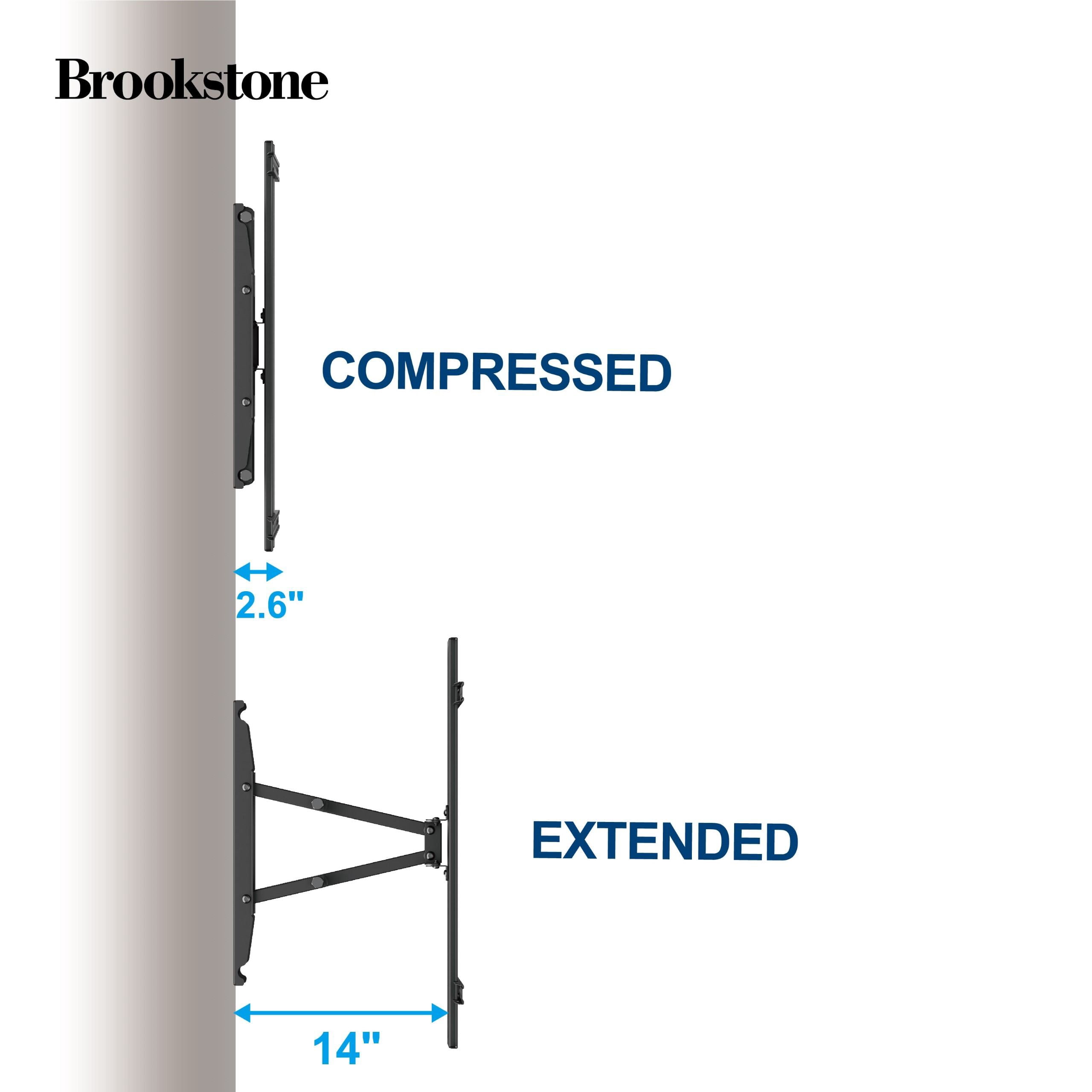 Brookstone Full Motion Wall Mount for 37"-80" TVs, Swivel, Tilt, Level Adjust, 99 lbs Capacity