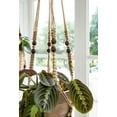 thumbnail image 5 of Mkono Macrame Plant Hanger Indoor Jute Hanging Planter Basket with Wood Beads Decorative Flower Pot Holder No Tassels 35 Inch, Brown, Set of 1 (POTS NOT Included), 5 of 6