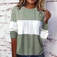 thumbnail image 4 of Blusa de Punto con Cuello Redondo y Mangas Largas para Mujer, Estilo Informal, con Patchwork y Cuello Redondo. Verde XXL, 4 of 5