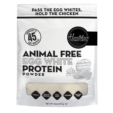 Healthier Comforts Animal-Free Egg White Powder (8 oz) | Vegan Egg White Protein - Unflavored | Cholesterol-Free, Non-GMO, Dairy-Free, High Protein for Baking, Cooking & Shakes