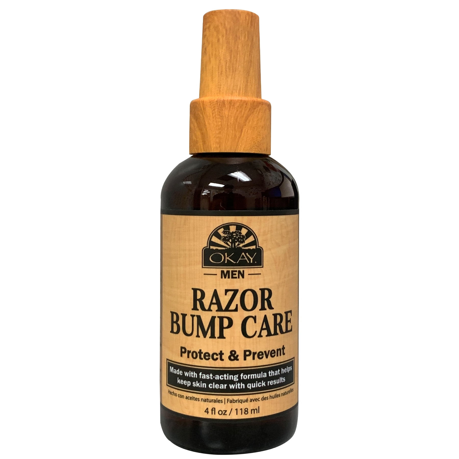 OKAY Pure Naturals Men's Beard & Hair, Razor Bump Care Liquid, 4 fl oz