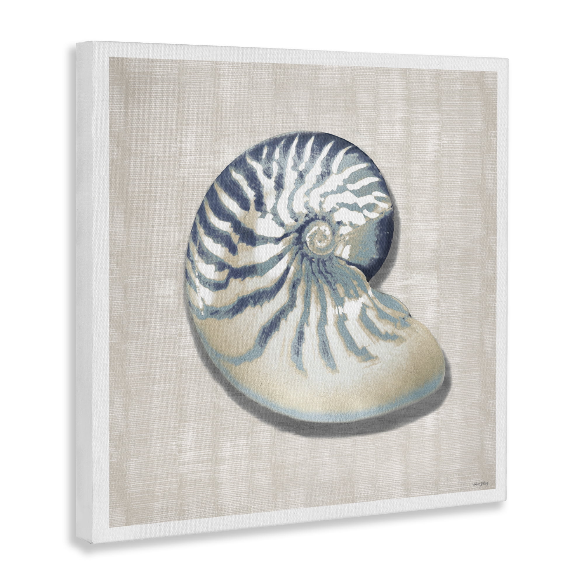 Stupell Industries Nautilus Shell in Misty Blue Canvas Wall Art, design by Amber Sterling