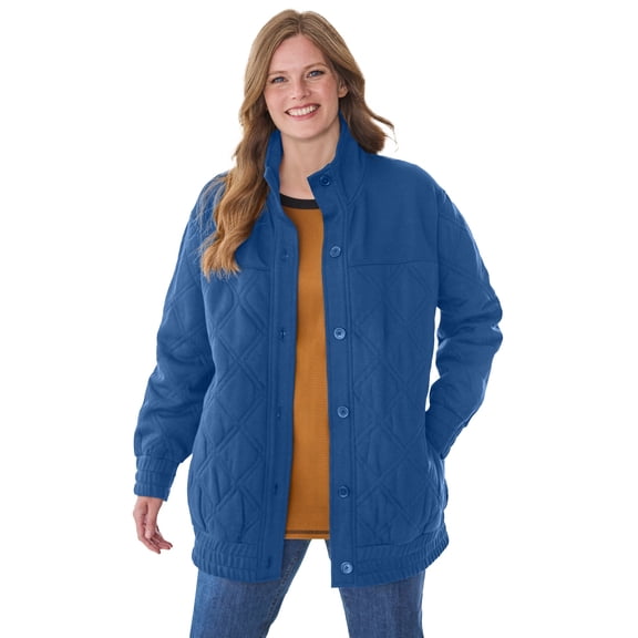 Woman Within Plus Size Quilted Easy Fleece Jacket