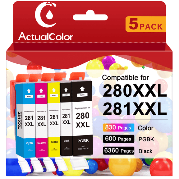 280 and 281 Ink Cartridge for Canon Ink 280 and 281 (5 Pack)