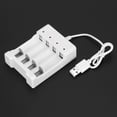 thumbnail image 4 of A04 ABS blanco respetuoso con el medio ambiente resistencia a altas temperaturas cargador USB de 4 ranuras de carga para batería AA/AAA, 4 of 8