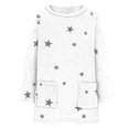 thumbnail image 6 of Women's Mid-Length Star Print Pullover, Double-Sided Fleece Hoodie, Loose Fit Round Neck Sweatshirt, Cozy Plush Long Sleeve Top, Kangaroo Pocket Casual Loungewear White XXL, 6 of 6