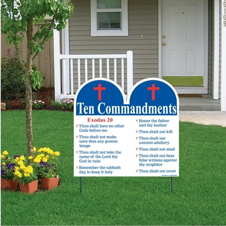Ten Commandments Shaped Yard Sign with Stakes - Religious Yard Sign