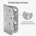 thumbnail image 2 of 3 Pack Rounded Door Hinges 4 Inch with 5/8" Radius Corner, Satin Nickel Exterior & Interior Door Hinge for Entryway, Patio, Playhouse and More, 2 of 7
