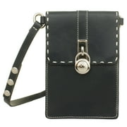 Michael Kors Ladies 552527 Hamilton Lock Leather Belt Bag Navy Silver S