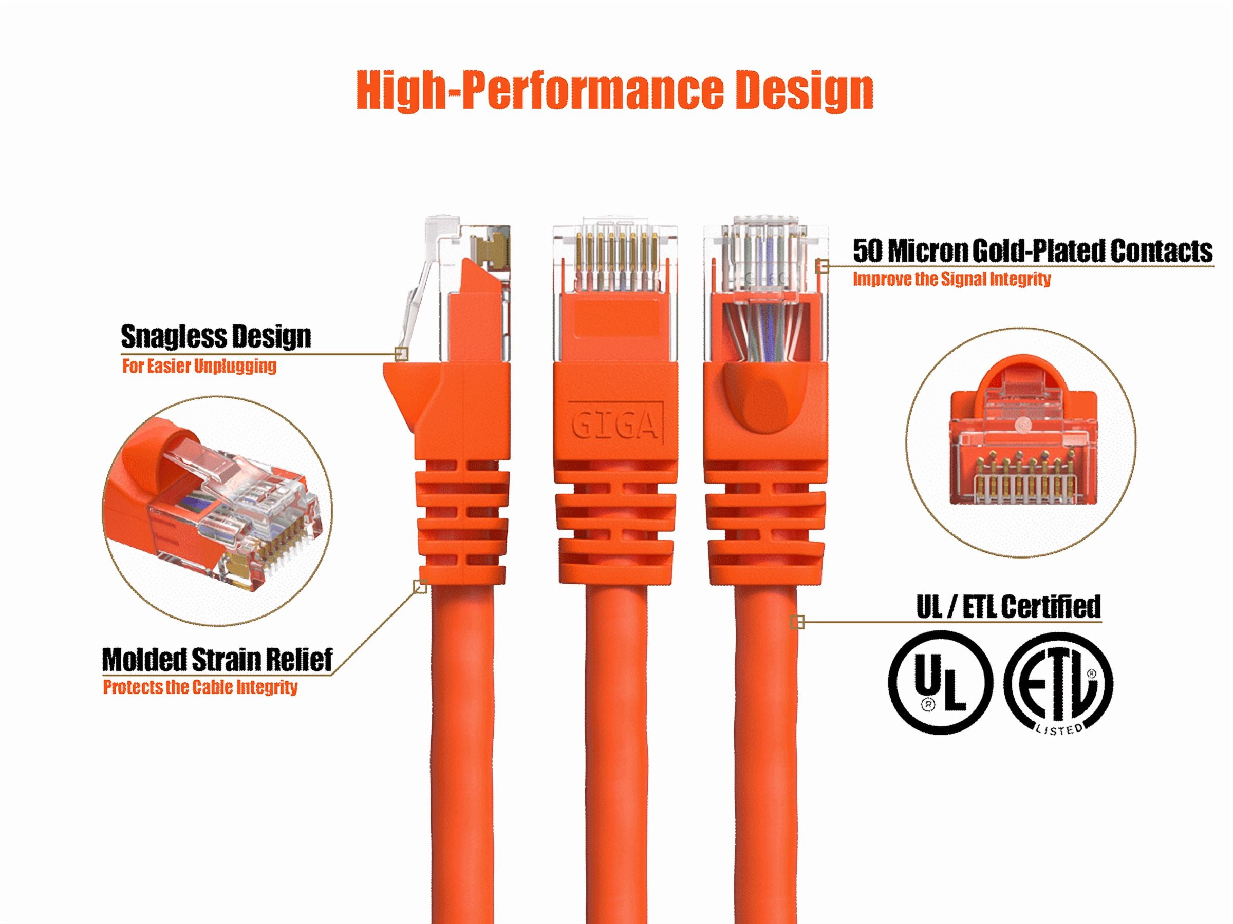 Cable Leader 100ft Cat6 UTP Ethernet Network Patch Cable Snagless 24AWG Bare Copper, Orange