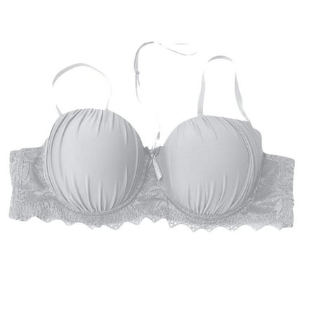 Lovzfmll Women s Bras Lightweight Sexy Bra with Rims Underwire Unlined Plus Size Seductive Comfort Lace Solid Color Breathable Push-Up Unlined Bare Bras White 42