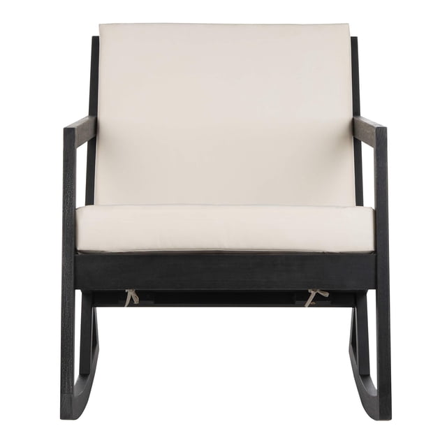 Pemberly Row Contemporary Patio Rocker in Black and White Finish