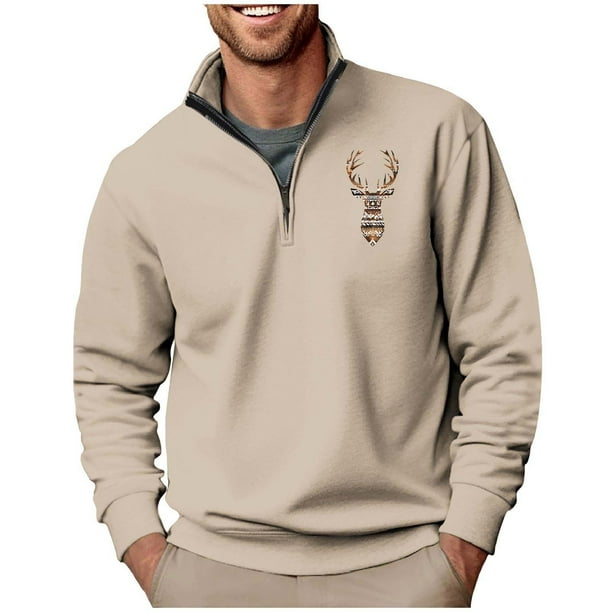 Blusa y camisa de manga larga con cuello alto para hombre, sudadera con capucha estampada, jersey deportivo con media cremallera, blusa de manga larga con cuello alto para hombre, blusa de poliéster