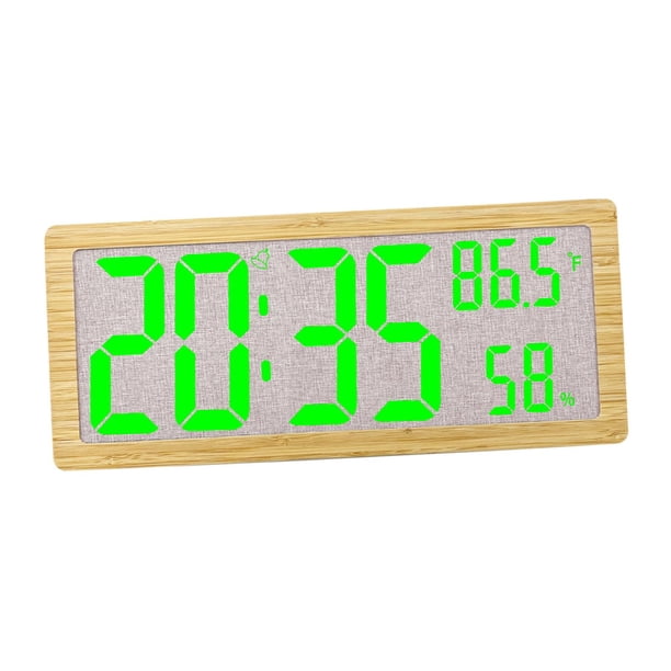 Marco de bambú Reloj de pared Digital de 14 pulgadas Reloj de escritorio 3 niveles de brillo reloj despertador con para sala de estar , estilo D BLESIY reloj de pared