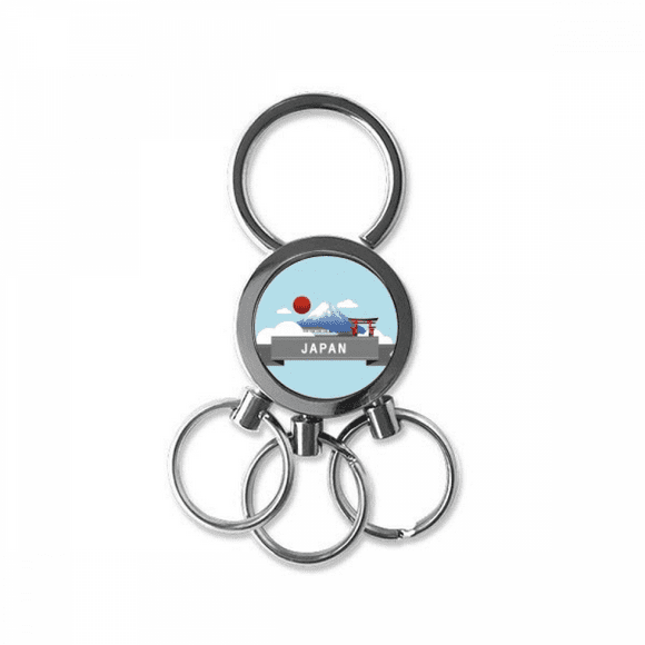 japan mount red sun rail train temple stainless steel metal key holder chain keychain