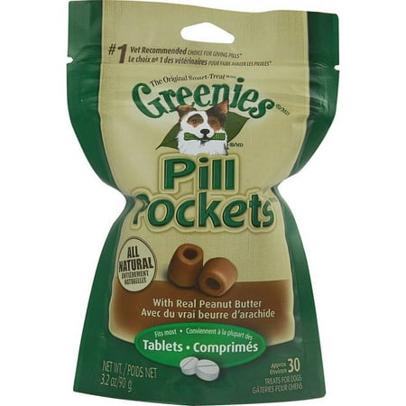 Greenies Dog Tablet Pill Pockets, Peanut Butter, 3.2 oz