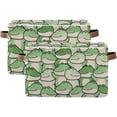 thumbnail image 2 of Coolnut Green Crocodiles Storage Basket Collapsible Toy Storage Bins Canvas Storage Basket with Leather Handles for Home Closets Offices, Bedrooms, Kids Toy and Gift Baskets, 1PCS Decor Gifts, 2 of 7