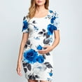 thumbnail image 6 of breaise Solid Color & Floral Side Ruch Maternity Dress Crew Neck Bodycon Dress Short Sleeve Baby Shower Dress Casual Lounge Pregnancy Dress Daily Wear, 6 of 6