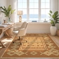 thumbnail image 3 of Design&I 8'x10' Washable Area Rug Sleek Flatweave Pet Friendly Look Ru Interlocking Boho Border Door Front Doormat Entryway Flowing for King Size Bedroom, Under Bed, 3 of 7