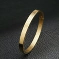 thumbnail image 4 of K-KED 4mm/6mm/8mm Stainless Steel Simple Bracelets Metal Bangles Bracelet Mens Jewelry-Gold-6mm, 4 of 7