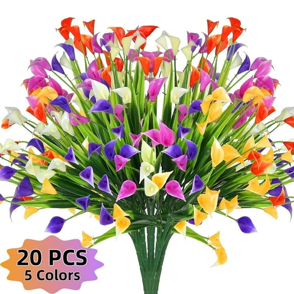 Kabuer Artificial Calla Lily Flowers 20 Bundles 14 inch - Home Farmhouse Garden Office Patio Wedding Cemetery Decoration