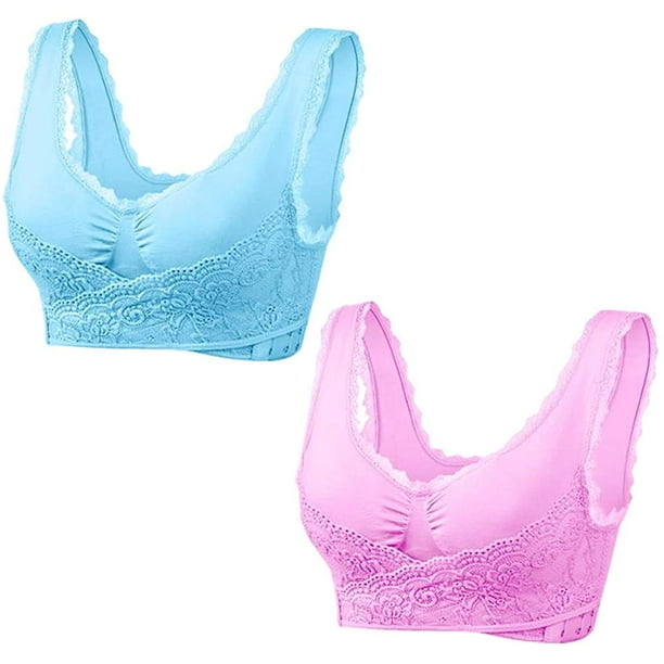 Caramia Bra for Women Full Support Wireless Bras Seamless Push Up Bra Front  Cross Side Buckle Lace Bras