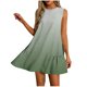 thumbnail image 1 of Vestido Corto para Mujeres Verano Moda Casual Impreso Lado Plisado Cuello Redondo sin Mangas, 1 of 7