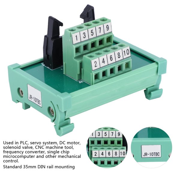 JR-10TBC DIN Rail Mount PLC Signal Adapter Module for CNC, Servo Systems, and DC Motors - High-Quality Electronic Components, AWG 22-16 Compatibility, 35mm DIN Rail Installation, Stable Performance